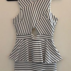 Charlotte Russe Black & white striped peplum dress